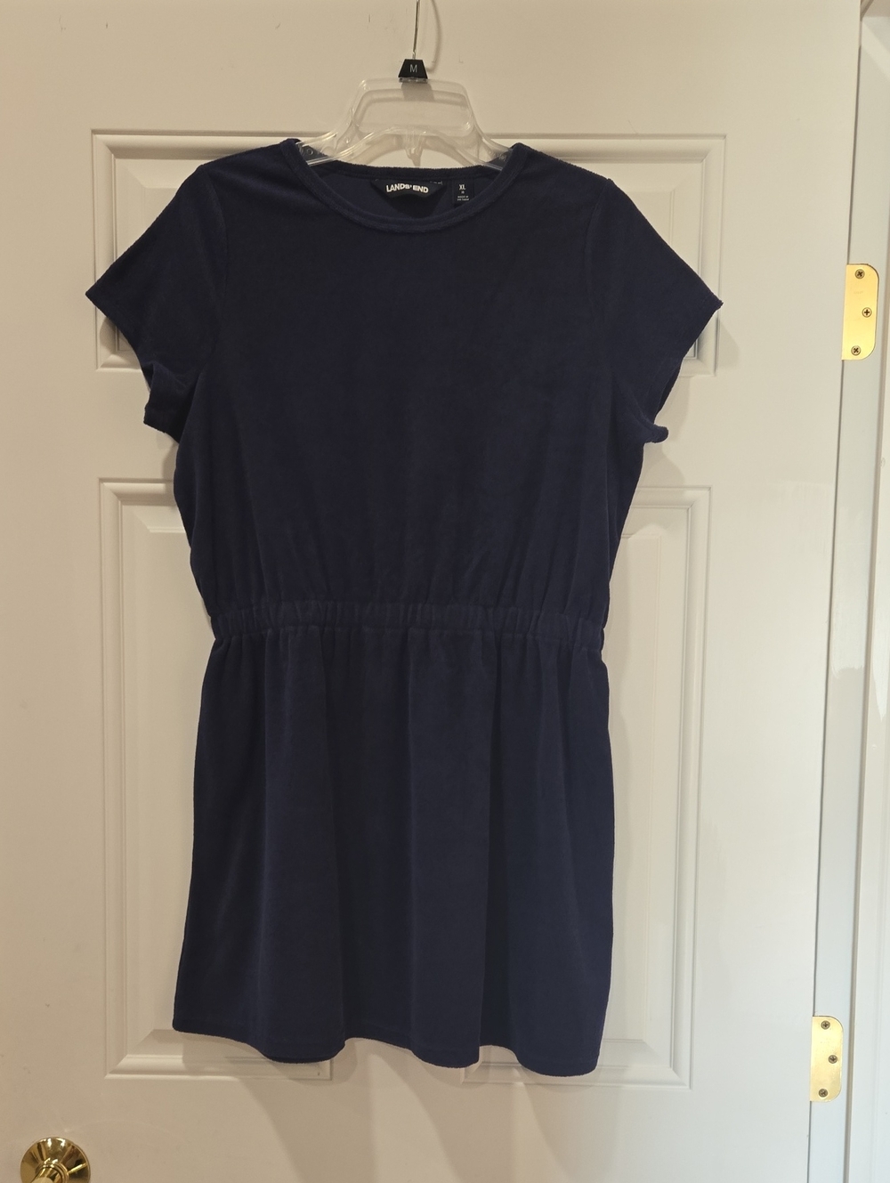 3/$10 Lands' End Navy Short Sleeve Terry Elastic-Waist Swim Coverup Dress Girls